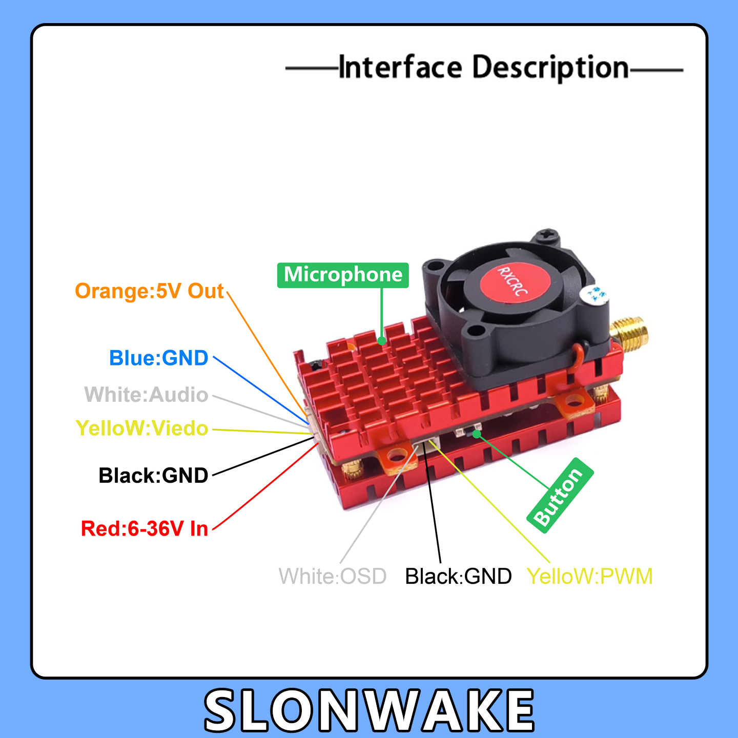 SLONWAKE 5.8G 2W VTX FPV 1800T - Drone Kf Rc avaliação e preço