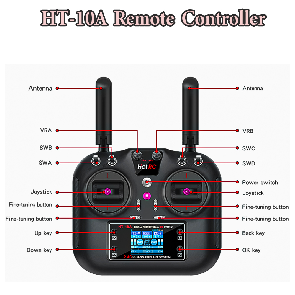 Transmissor Hotrc HT-10A 2.4G  - Drone Helicopter Rc avaliação e preço