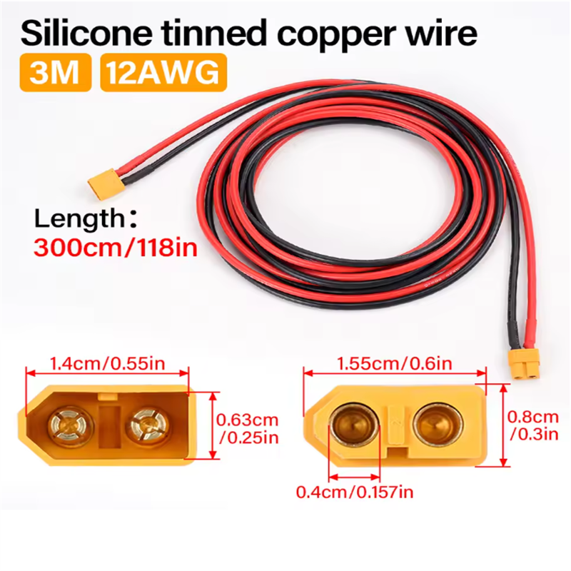 12awg xt60 macho fêmea convers - Drone Rc Link avaliação e preço